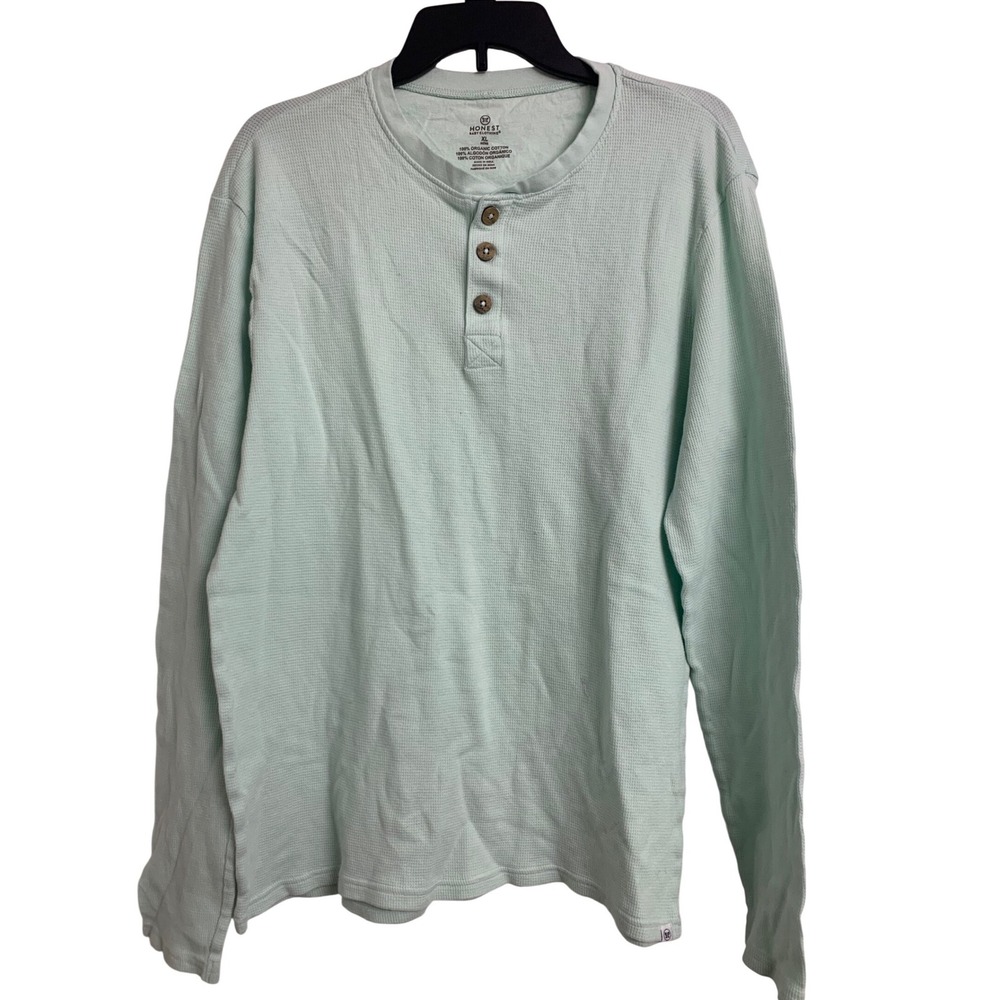 Honest‎ Baby Clothing  XL Mint Green Organic Cotton Waffle Henley Shirt
